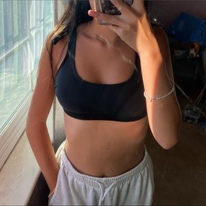 Black scoop neck tie bikini top